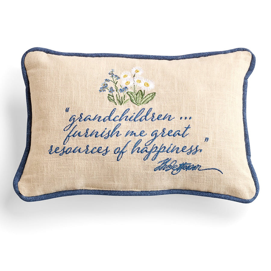 Embroidered Grandchildren Quote Pillow - Monticello Shop