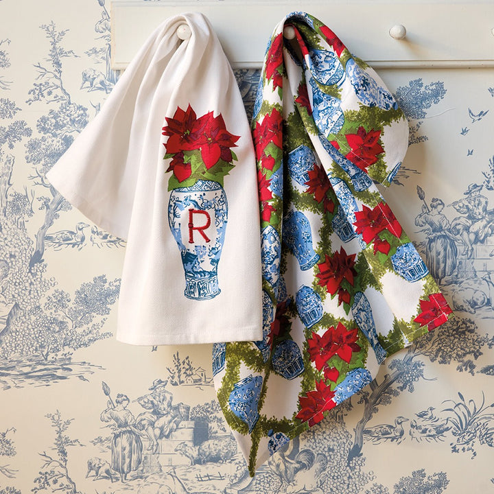 Personalized Poinsettia Towel Set - Monticello Shop