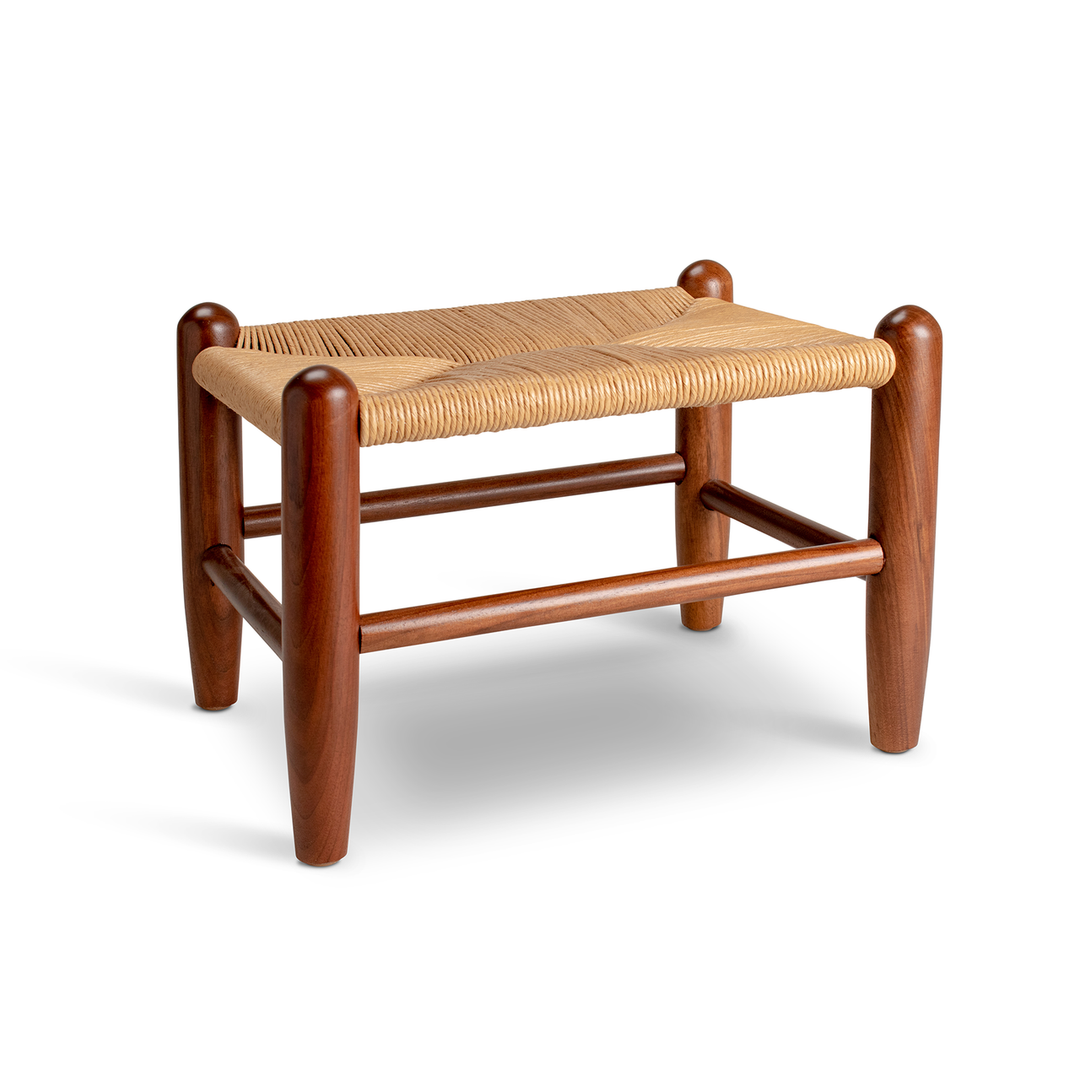 Handmade Rush Seat Wood Footstool