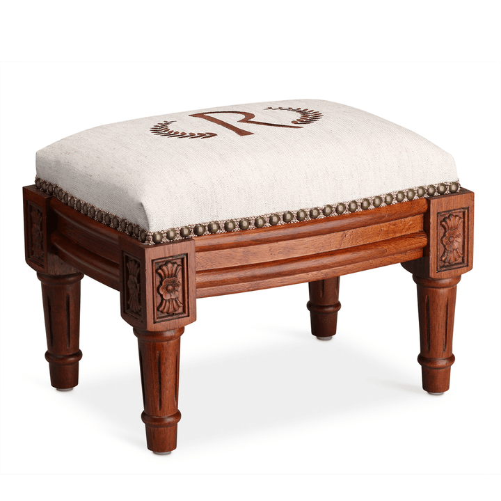 Laurel Embroidered Footstool - Monticello Shop