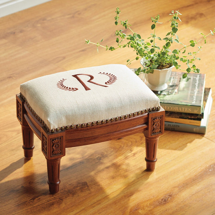 Laurel Embroidered Footstool - Monticello Shop