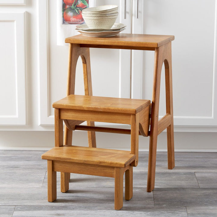 Monticello Teak Folding Library Steps - Monticello Shop