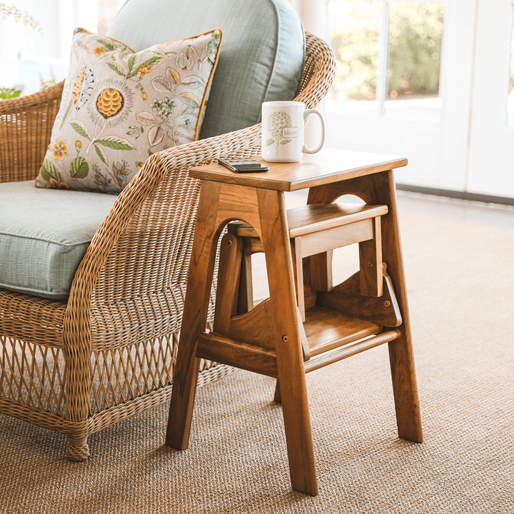 Monticello Teak Folding Library Steps - Monticello Shop