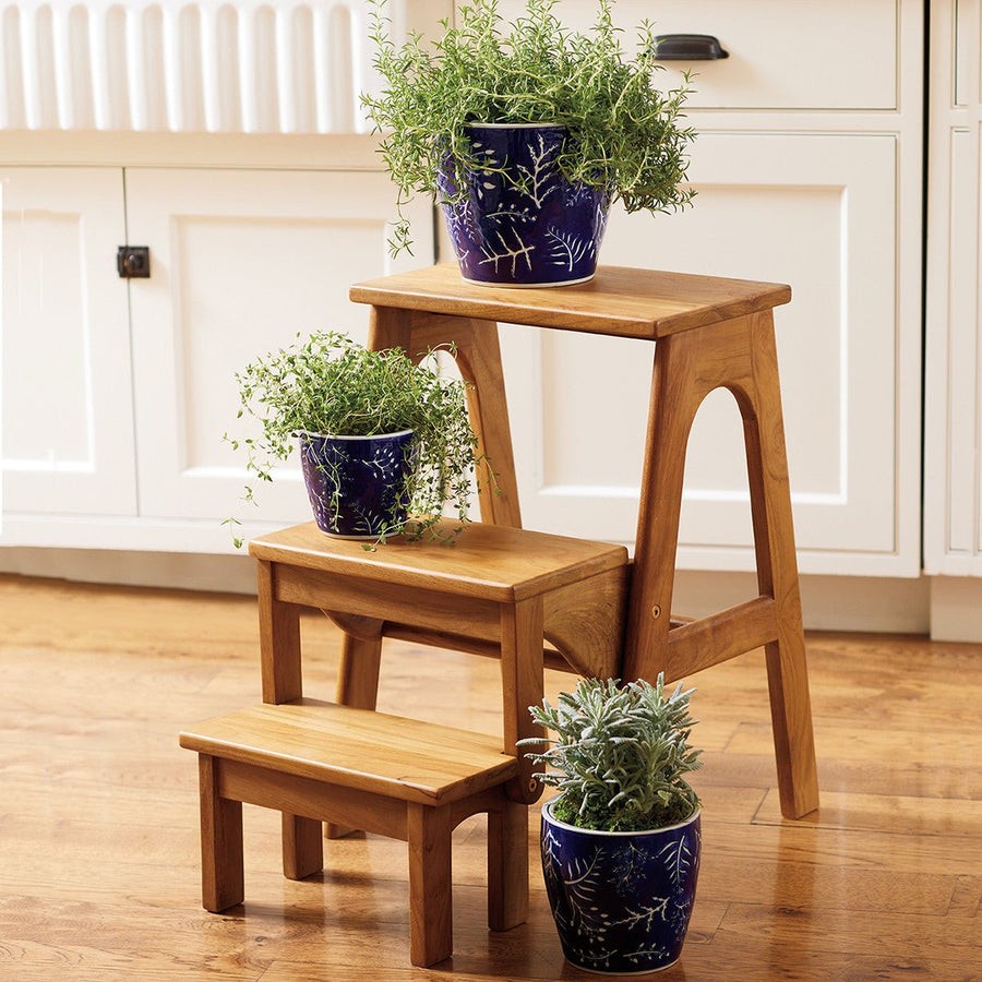 Monticello Teak Folding Library Steps - Monticello Shop