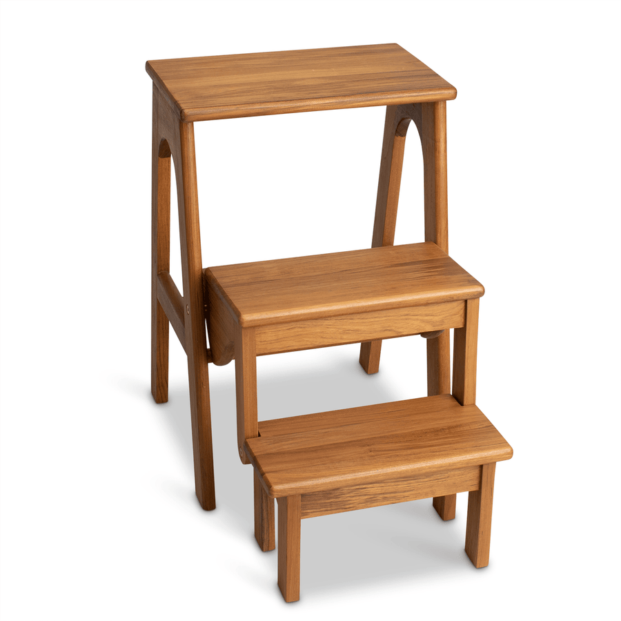 Monticello Teak Folding Library Steps - Monticello Shop