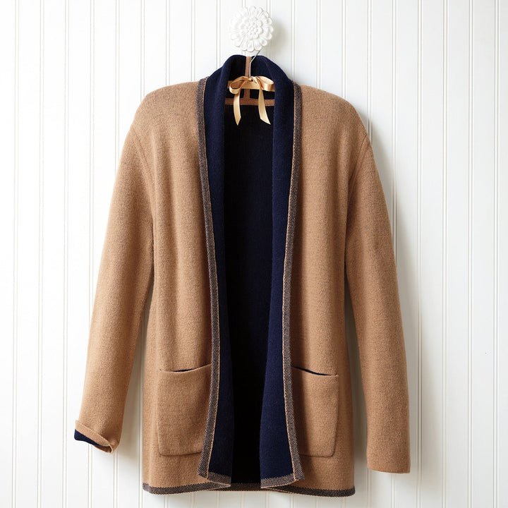 Navy & Camel Reversible Cardigan - Monticello Shop
