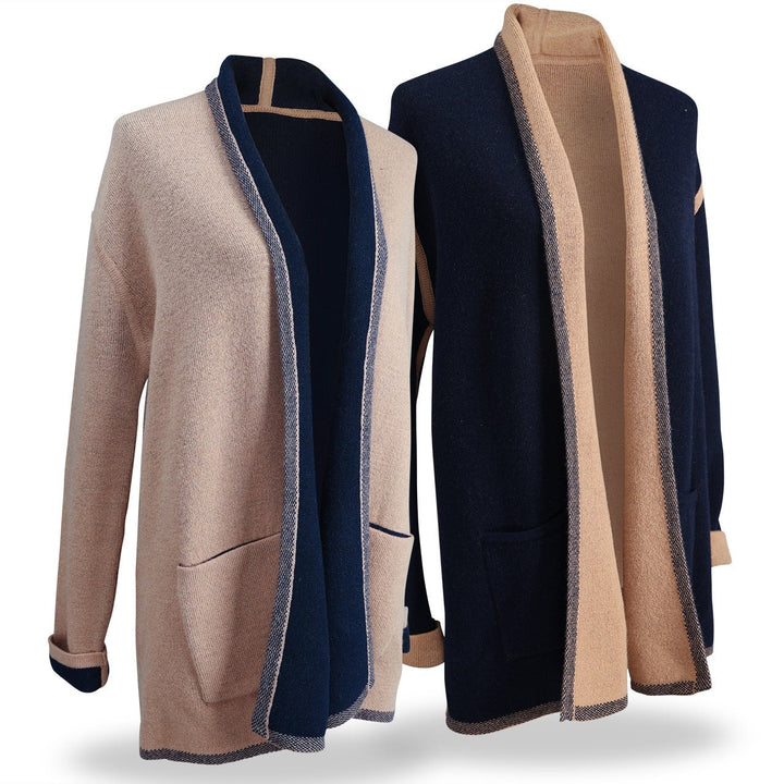 Navy & Camel Reversible Cardigan - Monticello Shop