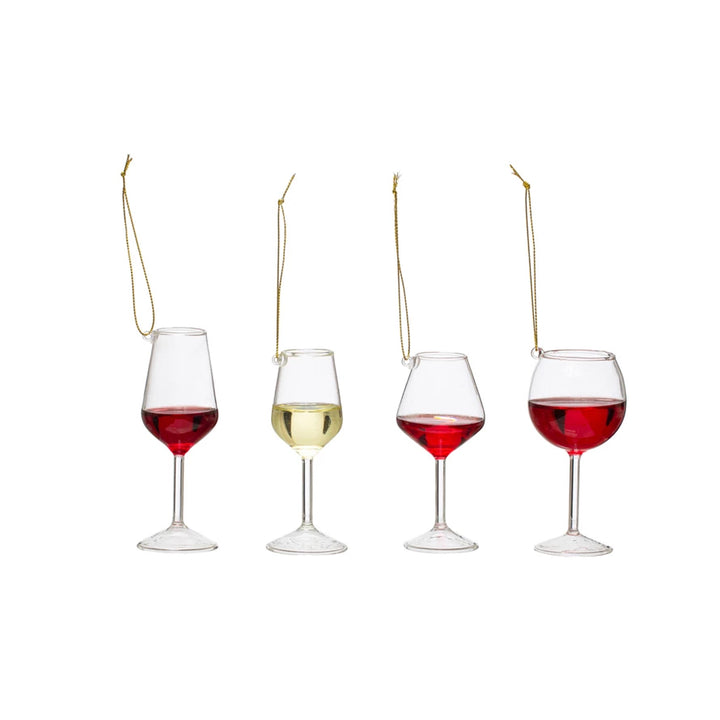 Wine Glass Ornaments Set