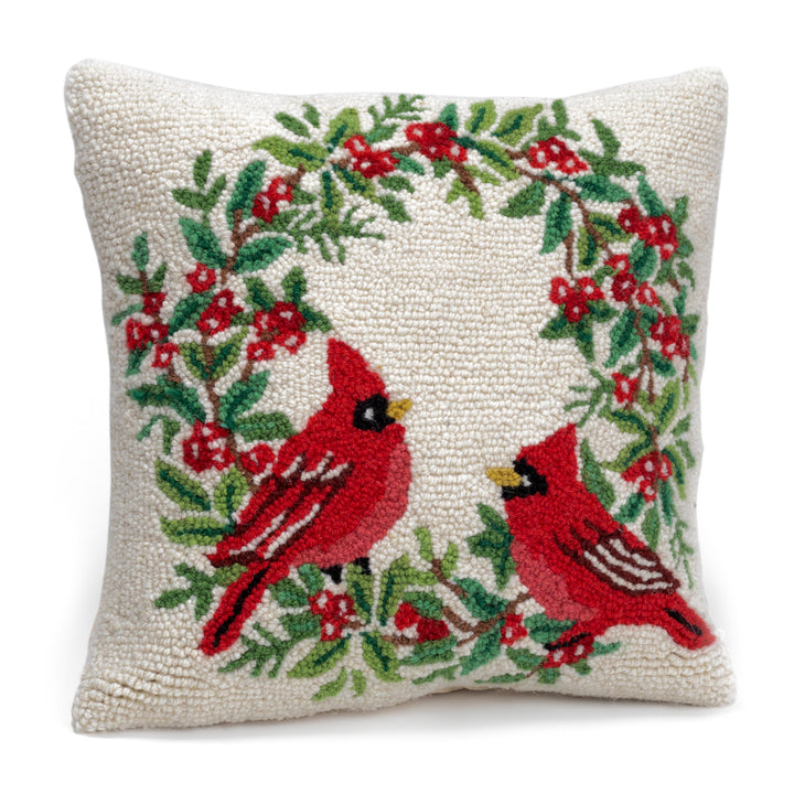 Monticello Hooked Cardinals Pillow