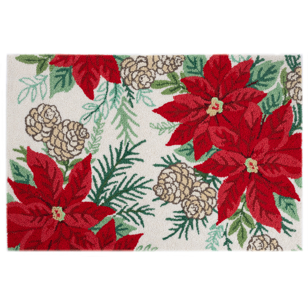 Poinsettia and Pinecones Rug