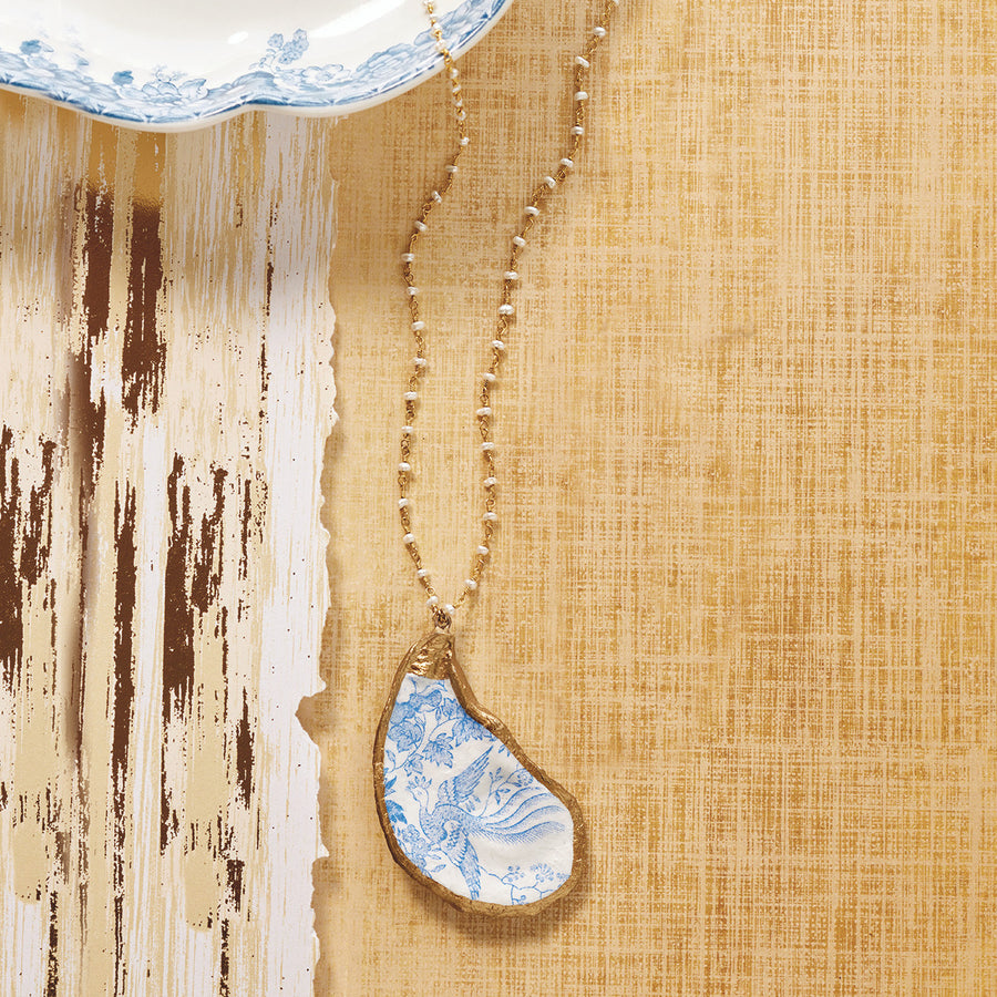 Monticello Toile Shell Necklace