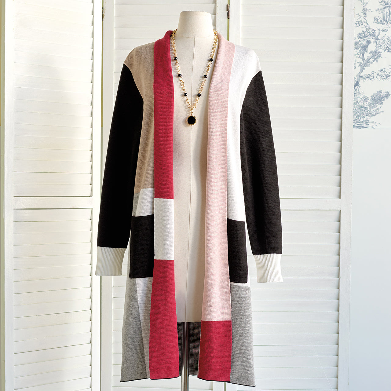 Factory Express Color Block Duster Cardigan