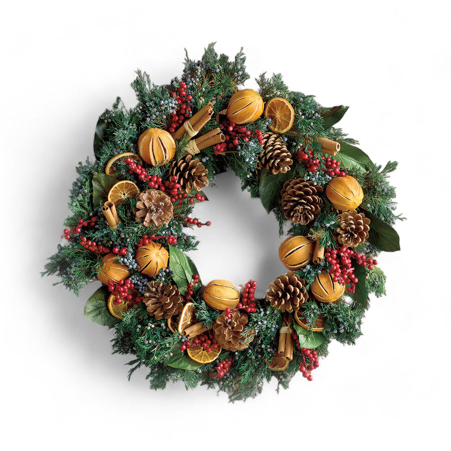 Monticello Evergreen & Oranges Scented Wreath