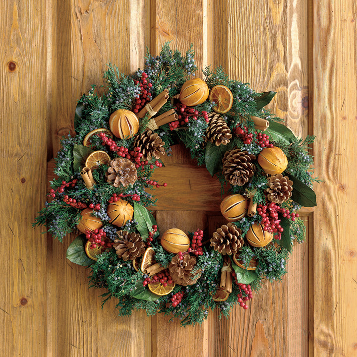 Monticello Evergreen & Oranges Scented Wreath