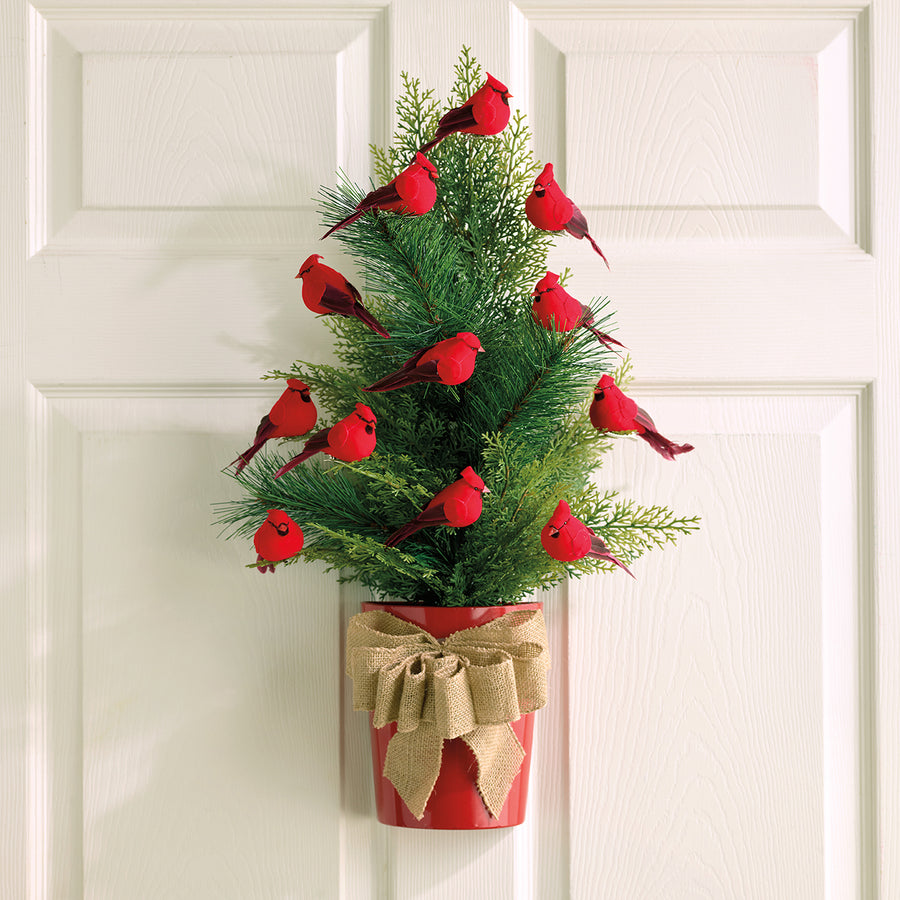 Potted Tree with Cardinals