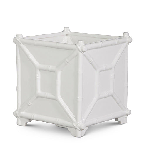 White Bamboo Ceramic Planter