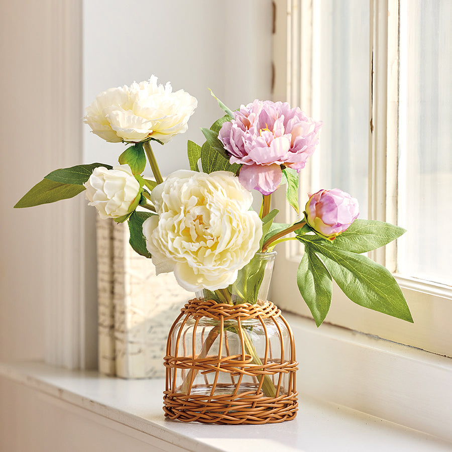 Faux Peony Arrangement in Jar