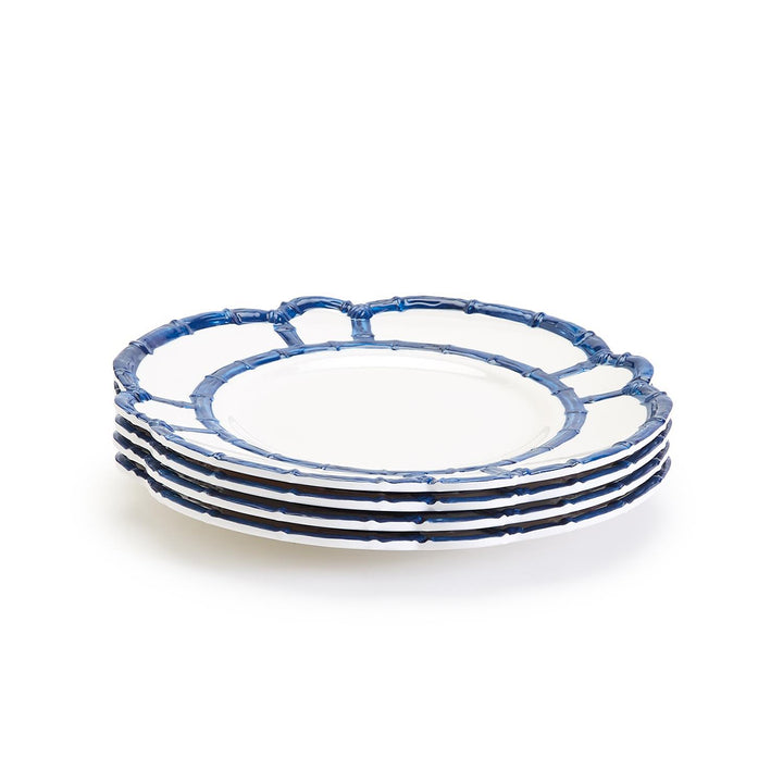 Blue and White Bamboo Melamine Dinner Plates 