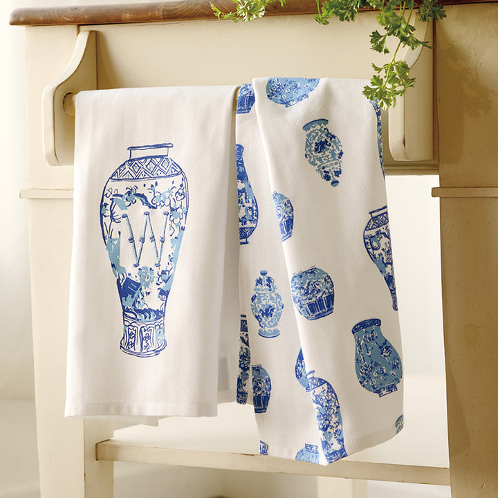 Personalized  Blue and White Ginger Jar Towels