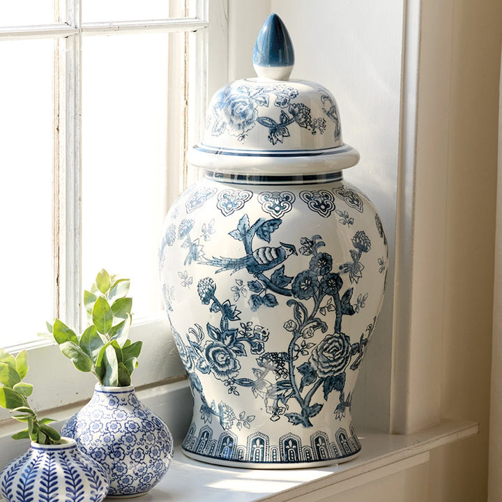Birds & Blooms Porcelain Ginger Jar - Monticello Shop