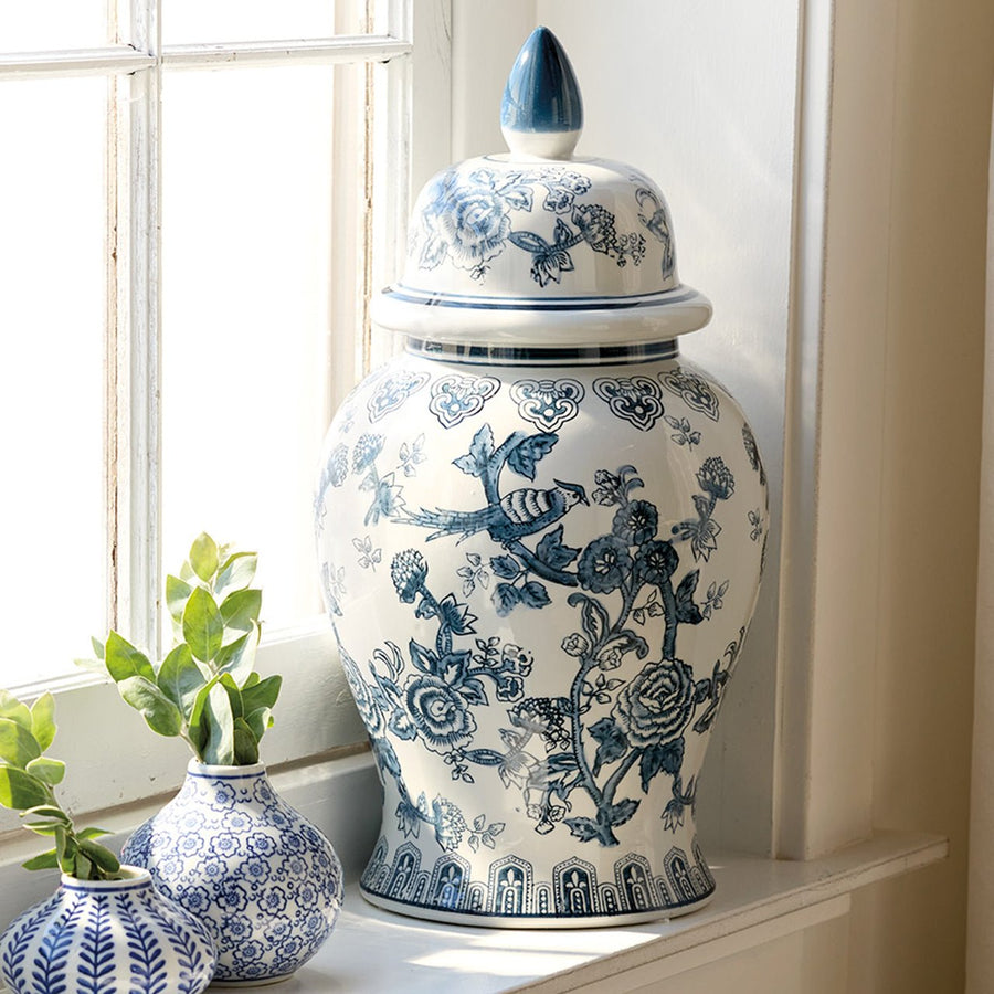Birds & Blooms Porcelain Ginger Jar - Monticello Shop