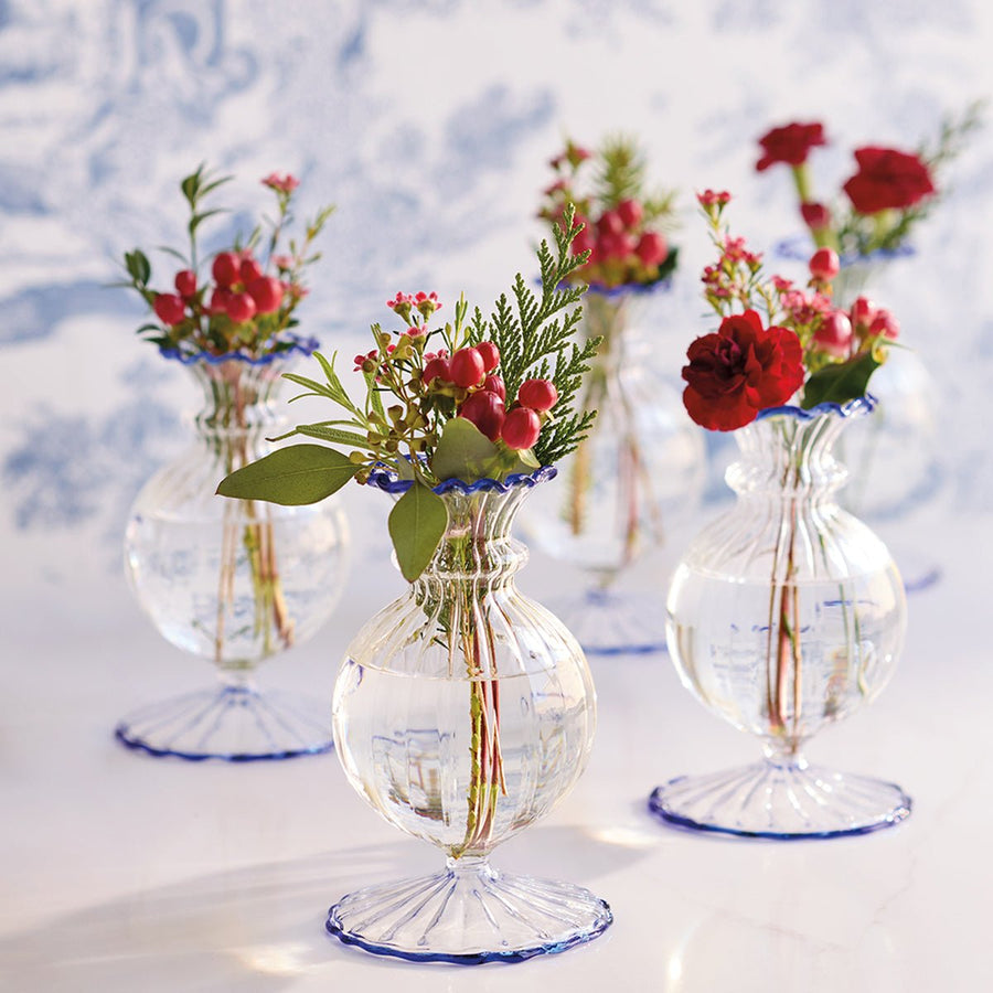 Blue Edged Glass Vase - Monticello Shop