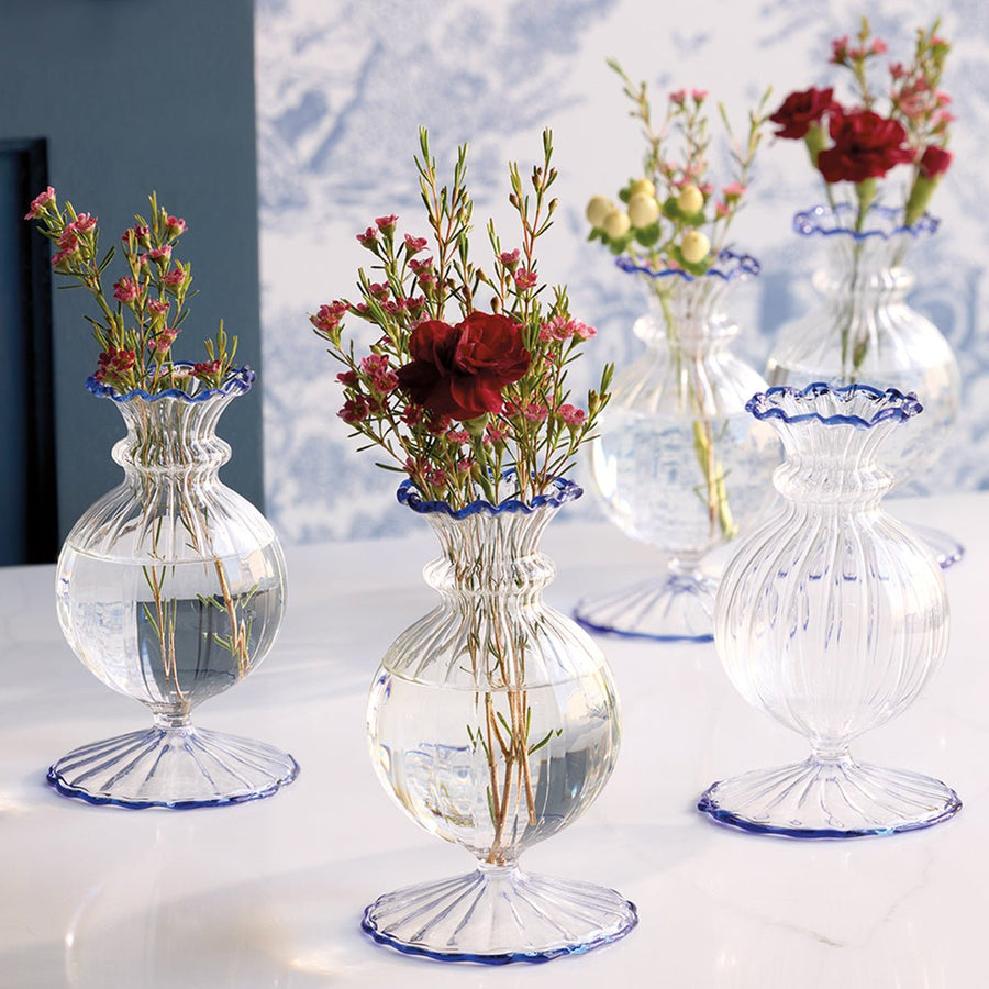 Blue Edged Glass Vase - Monticello Shop