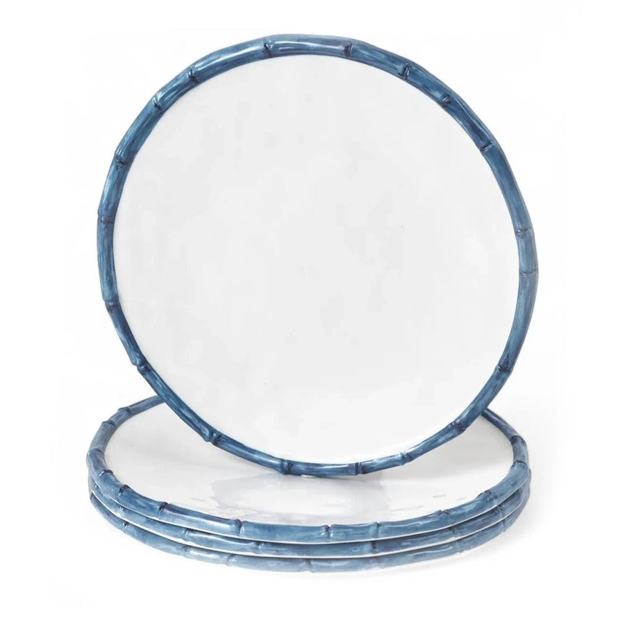 Blue & White Bamboo Melamine Dinner Plates (set of 4) - Monticello Shop
