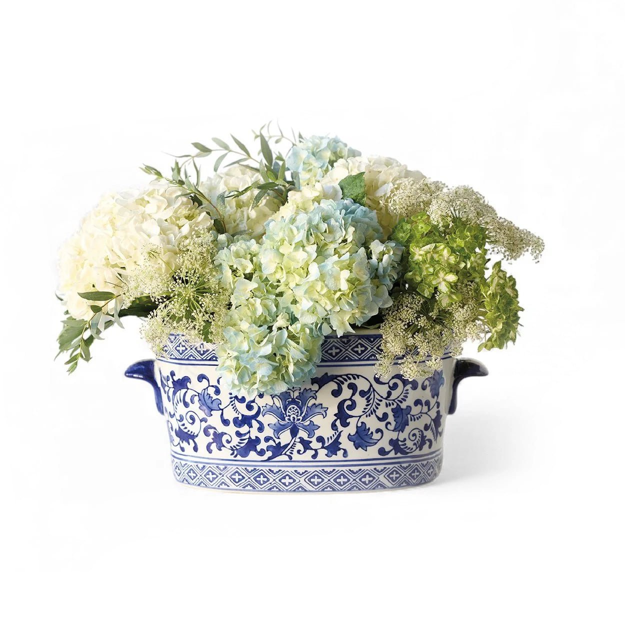 Blue & White Floral Ceramic Planter