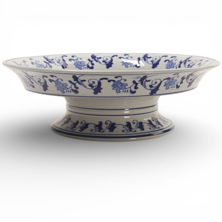 Blue & White Pedestal Plate - Monticello Shop