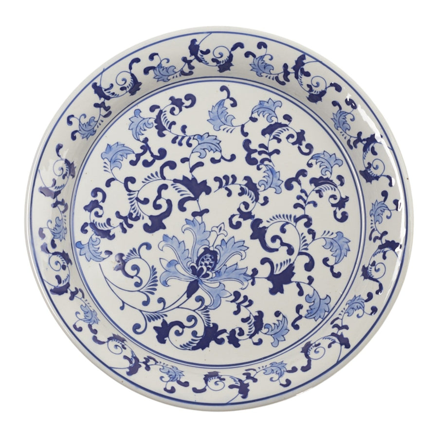 Blue & White Pedestal Plate - Monticello Shop