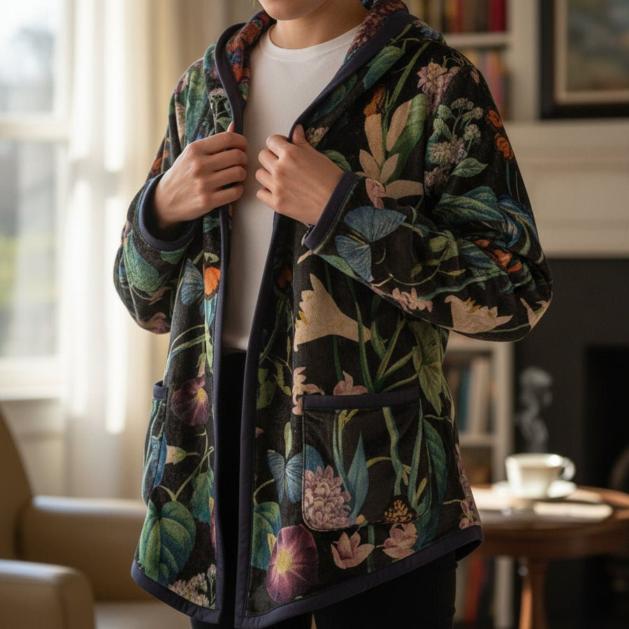 Butterflies & Lilacs Reversible Sherpa Jacket - Monticello Shop