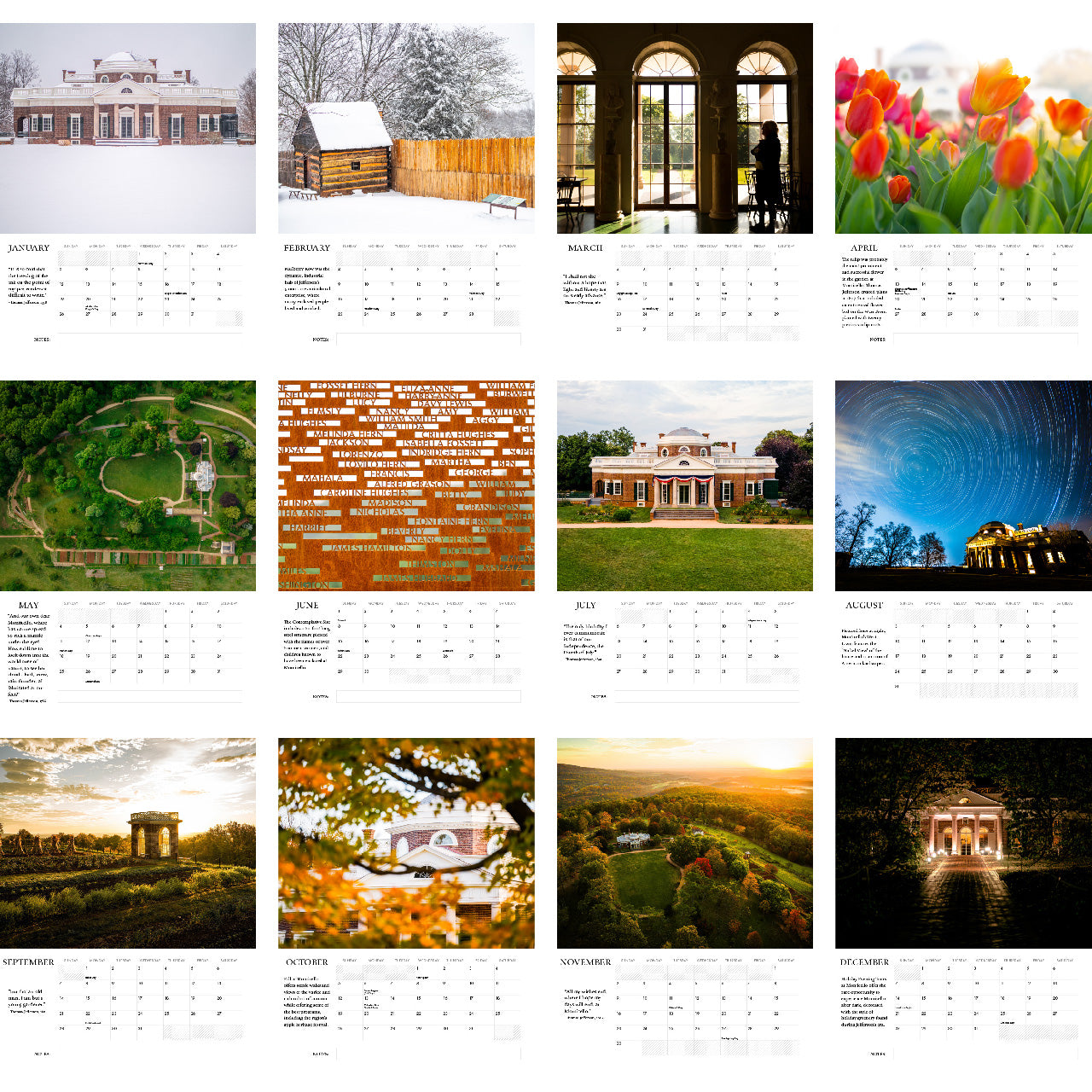 Monticello 2025 Wall Calendar Monticello Shop