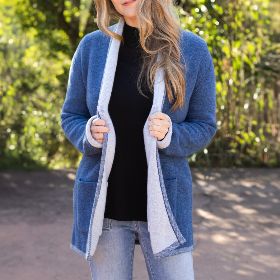 Blue & Light Blue Reversible Cardigan