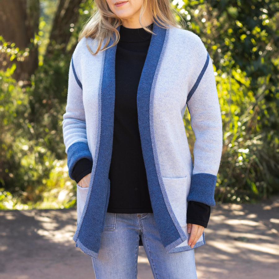 Blue & Light Blue Reversible Cardigan