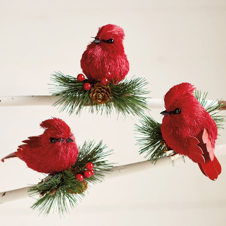 Cardinal Clip - On Ornament Trio - Monticello Shop