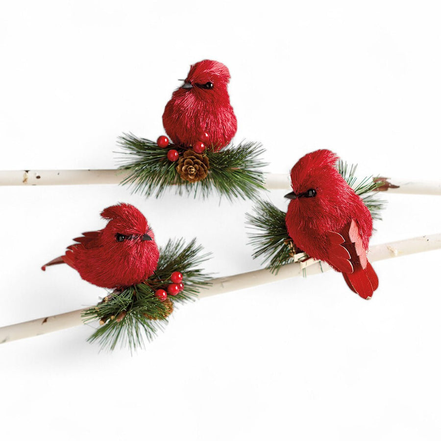 Cardinal Clip - On Ornament Trio - Monticello Shop