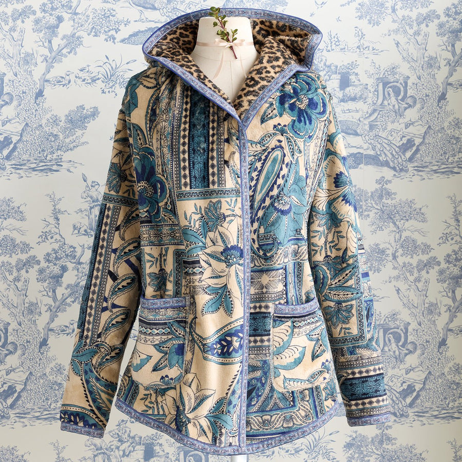 Chinoiserie-Style Reversible Sherpa Jacket - Monticello Shop