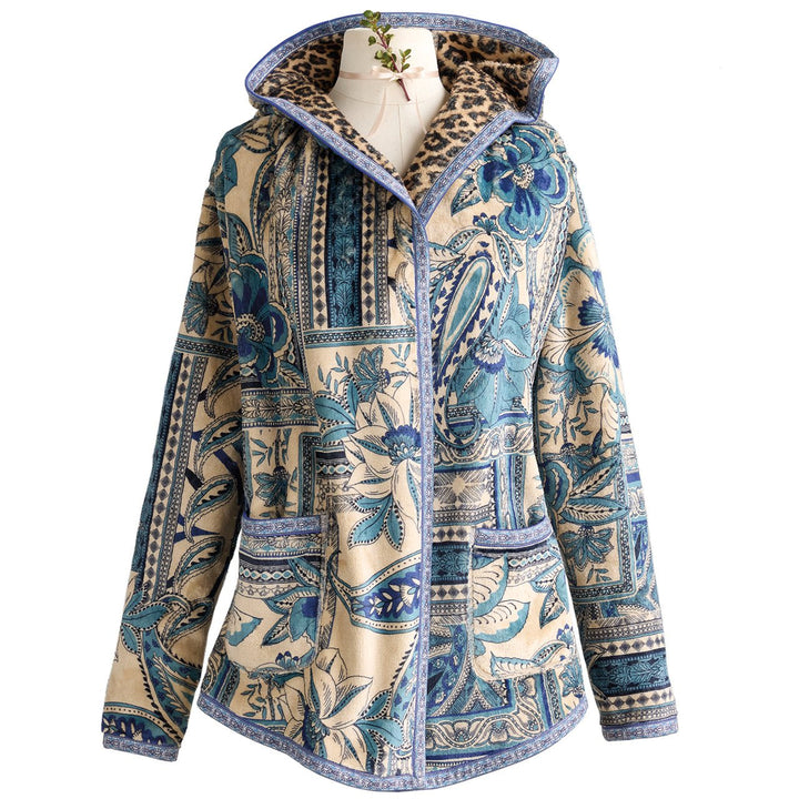 Chinoiserie-Style Reversible Sherpa Jacket - Monticello Shop