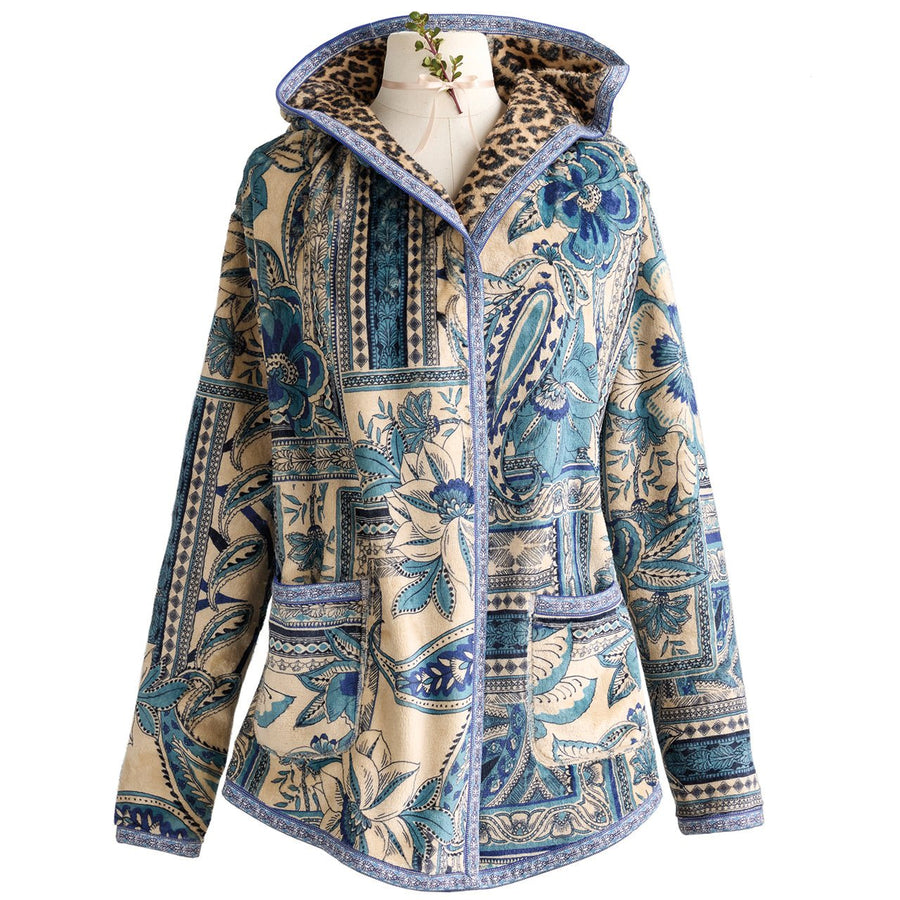 Chinoiserie-Style Reversible Sherpa Jacket - Monticello Shop