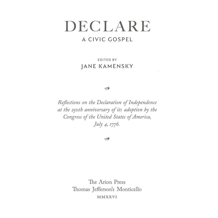 DECLARE: A Civic Gospel - Monticello Shop