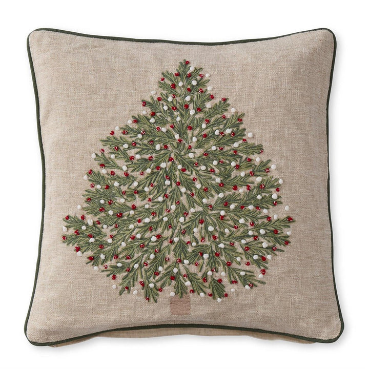 Embroidered Tree Pillow with Ornaments - Monticello Shop