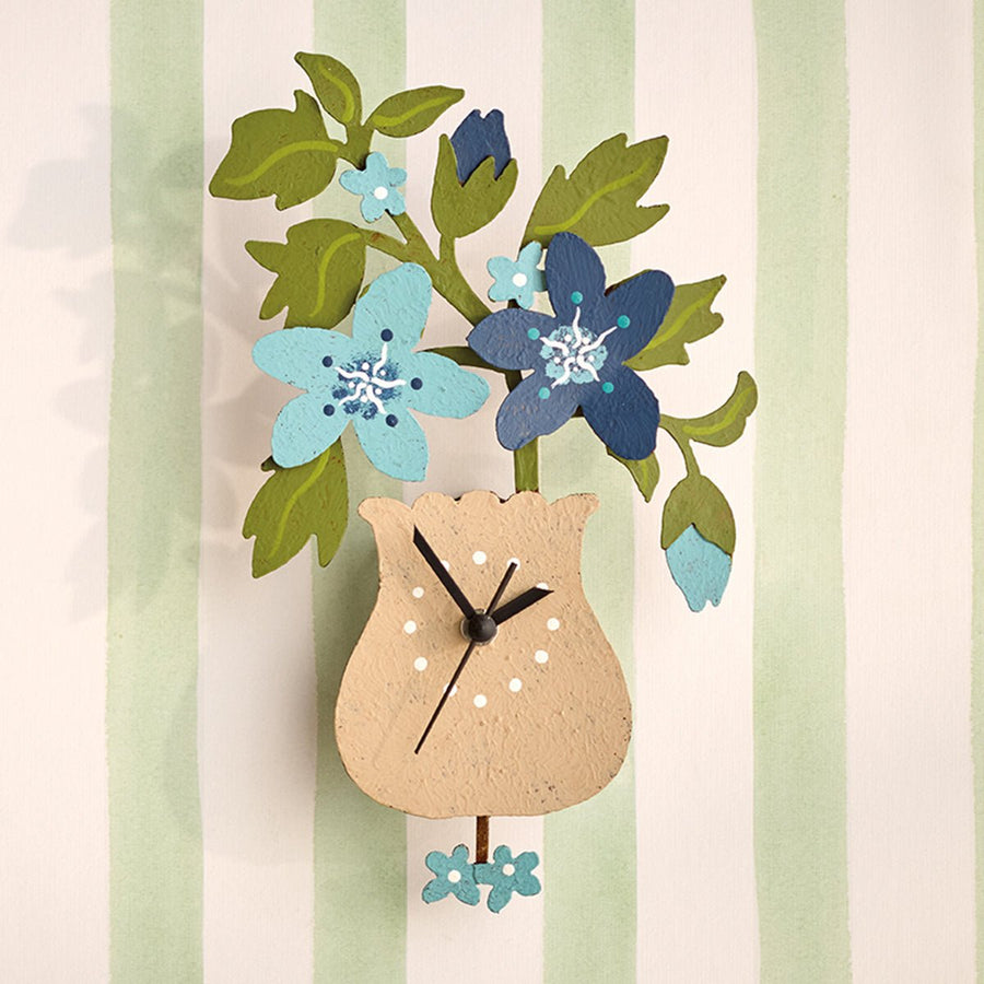 Flower Vase Metal Clock on Wall - Monticello Shop