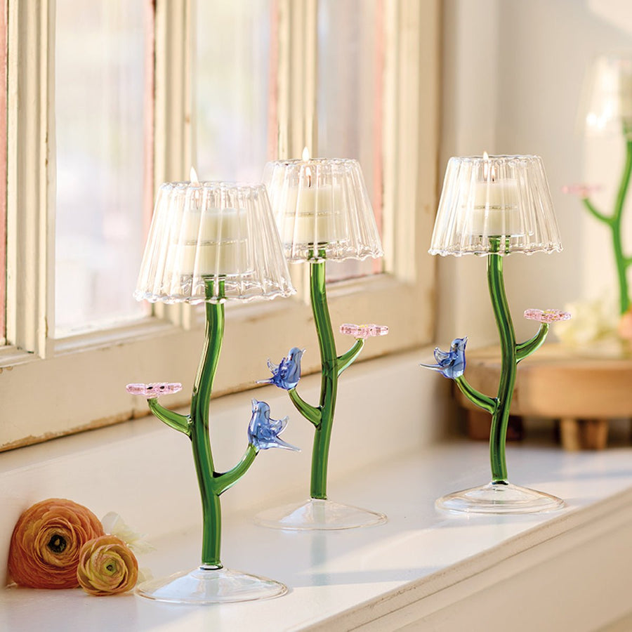 Glass Candle Lamps on windowsill - Monticello Shop