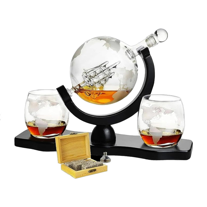 Globe Whiskey & Wine Decanter with Glasses - Monticello Shop