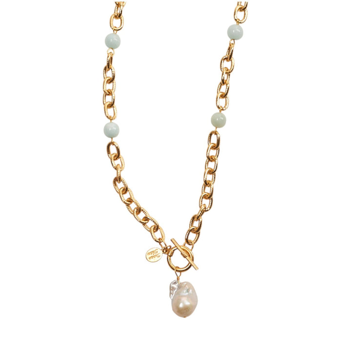 Jasper & Baroque Pearl Toggle Necklace - Monticello Shop