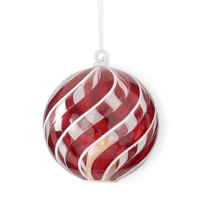 Lighted Red & White Swirl Ornament - Monticello Shop