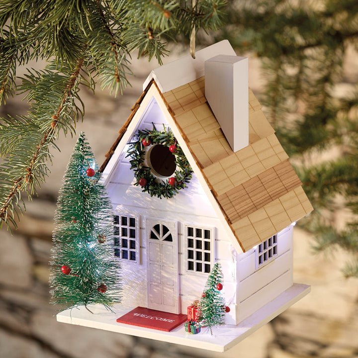 Lighted Winter Cottage Birdhouse - Monticello Shop