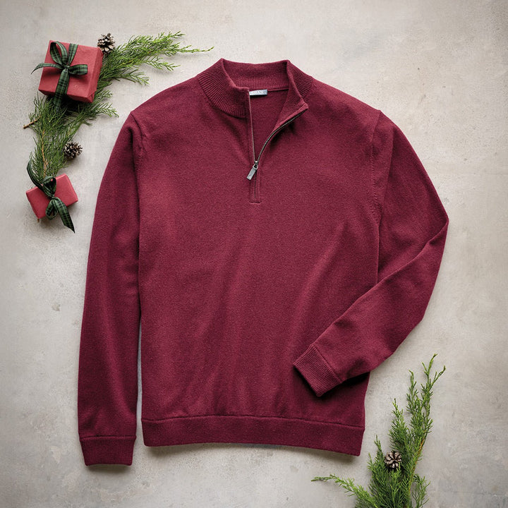 Men's Merino Wool Quarter-Zip Pullover - Monticello Shop