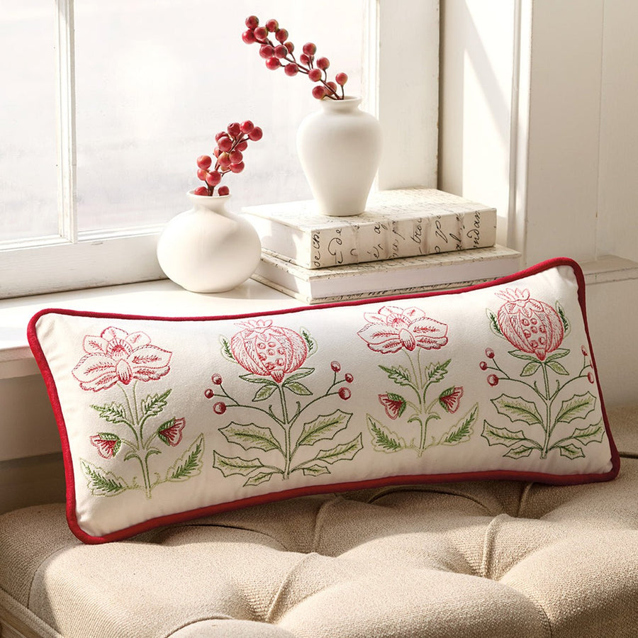 Monticello Amaryllis & Pomegranate Lumbar Pillow - Monticello Shop